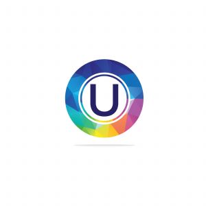 U Letter colorful logo in the hexagonal. Polygonal letter U	