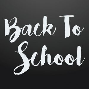 Back to school message with pencil schoolbag school-bus and leaves