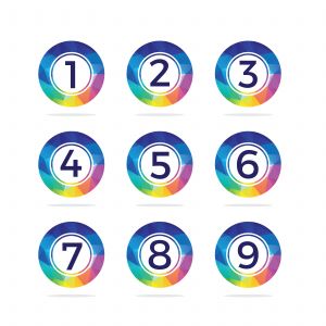 Numbers colorful vector in the hexagonal. Polygonal Number