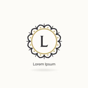 Golden letter L vector logo design. L letter mandala and ornamental logo. Cosmetic and beauty products icon.	