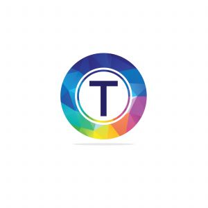 T Letter colorful logo in the hexagonal. Polygonal letter T	