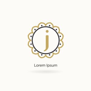 Golden J letter logo design. Luxury letter j monogram. Cosmetics and beauty product mandala illustration..