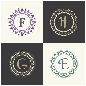 Cosmetics and beauty product brand letters F and H logo design. G and E vector letter mandala monogram.	