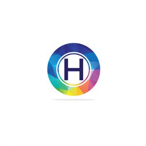 H Letter colorful logo in the hexagonal. Polygonal letter H	