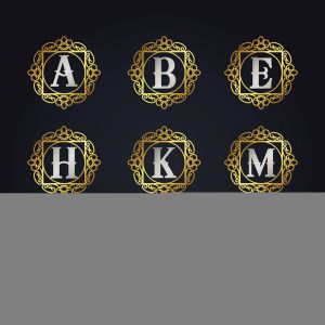 Luxury golden letters vector design. A, B, E, H, K, M, P, S, Z letter vector emblem.	