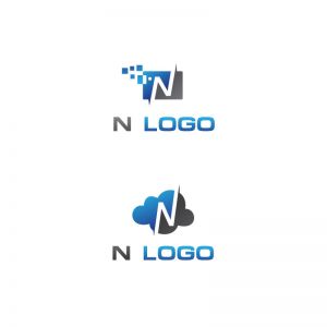 N letter logo design. N in cloud and technology pixels vector illustration.