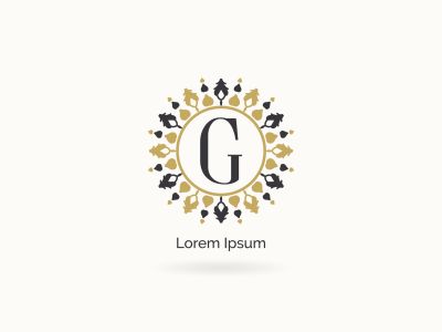  G letter golden logo design, luxury and elegant letter g monogram. Floral style frame, mandala and ornamental illustration.
