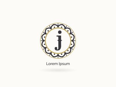 Golden J letter logo design. Luxury letter j monogram. Cosmetics and beauty product mandala illustration..