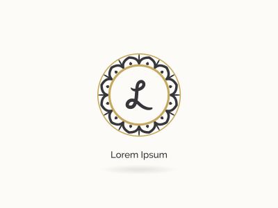 Golden letter L vector logo design. L letter mandala and ornamental logo. Cosmetic and beauty products icon.	