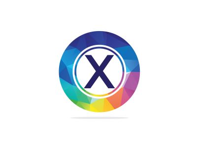 X Letter colorful logo in the hexagonal. Polygonal letter X	
