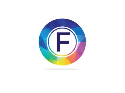 	 F Letter colorful logo in the hexagonal. Polygonal letter F