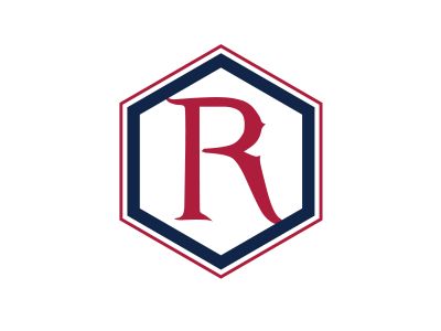 R Letter colorful logo in the hexagonal. Polygonal letter R	