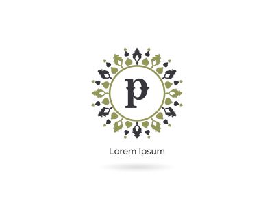 P letter logo design, luxury letter p vector monogram. Cosmetics and beauty brand illustration. decorative lace style circle icon.