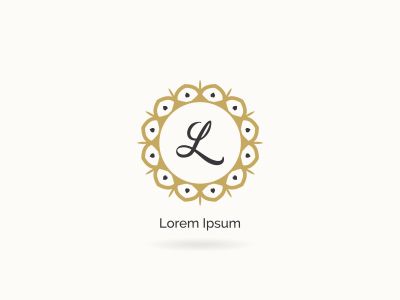 Golden letter L vector logo design. L letter mandala and ornamental logo. Cosmetic and beauty products icon.