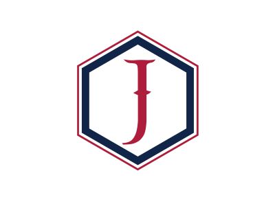 J Letter colorful logo in the hexagonal. Polygonal letter J	