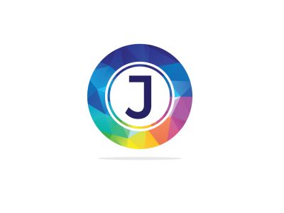 J Letter colorful logo in the hexagonal. Polygonal letter J	