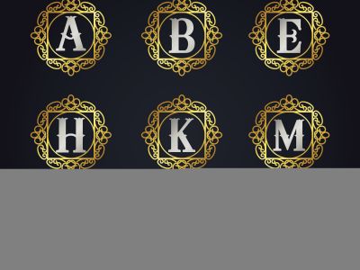 Luxury golden letters vector design. A, B, E, H, K, M, P, S, Z letter vector emblem.	