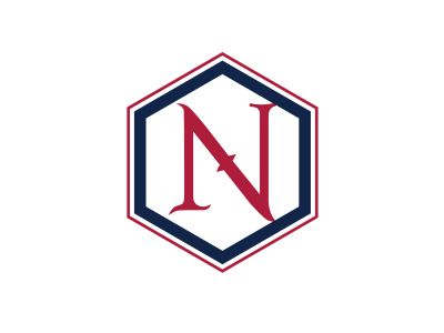N Letter colorful logo in the hexagonal. Polygonal letter N	