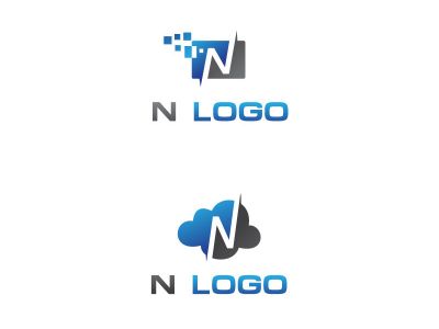N letter logo design. N in cloud and technology pixels vector illustration.