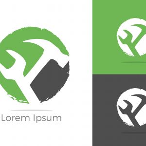 Automobile, car repairing service logo design, wrench in gear icon, mechanic tools vector illustration.	