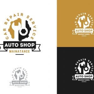Automobile, car repairing service logo design, wrench in gear icon, mechanic tools vector illustration.	
