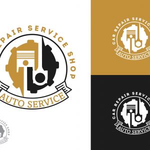 Automobile, car repairing service logo design, wrench in gear icon, mechanic tools vector illustration.	