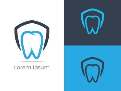Dental care logo design. Tooth in shield vector illustration. Teeth safety and care.	