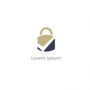 Security shield logo design. check mark and lock in shield icon. Insurance company safety illustration.	