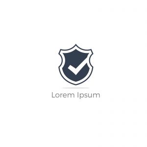 Security shield logo design. check mark and lock in shield icon. Insurance company safety illustration.	