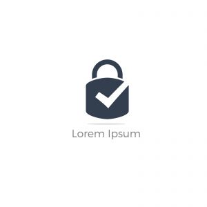 Security shield logo design. check mark and lock in shield icon. Insurance company safety illustration.	