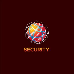 Security globe logo, security service vector, network connection digital global world illustration.	