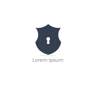 Security shield logo design. check mark and lock in shield icon. Insurance company safety illustration.	