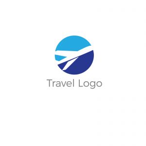 Travel logo design. Airplane in globe vector illustration. World tour and tourism symbol.