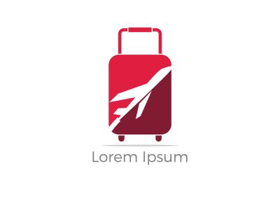 Travel logo design. Airplane in bag vector illustration. World tour and tourism symbol.