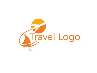 Travel logo design. Airplane in globe vector illustration. World tour and tourism symbol.