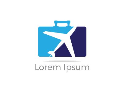 Travel logo design. Airplane in bag vector illustration. World tour and tourism symbol.