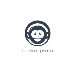 Monkey logo design, monkey vector icon, animal illustration	