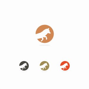 colorful fox illustration, running, wild, nature, speed, jump vector logo design