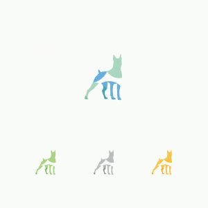 	 colorful dog illustration, running, wild, nature, speed, jump vector logo design	