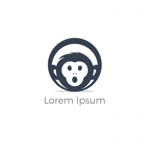 Monkey in circle logo design, monkey vector icon, animal illustration	