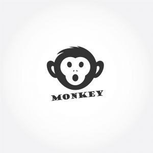 Monkey in circle logo design, monkey vector icon, animal illustration	