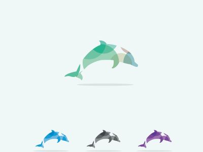 dolphin vector logo design, colorful, sea life, friendly, circle, freedom illustration	