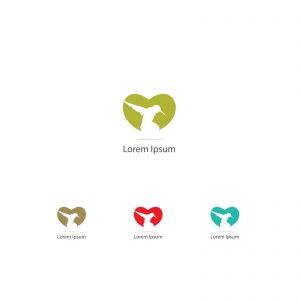 colored vector logo design, flying duck, sparrow, love, illustration	