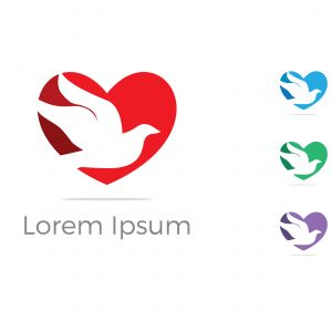 bird logo,heart , fly, love, care illustration	