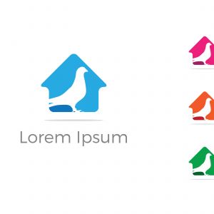 colorful bird pigeon vector logo design, house, nature, peace illustration