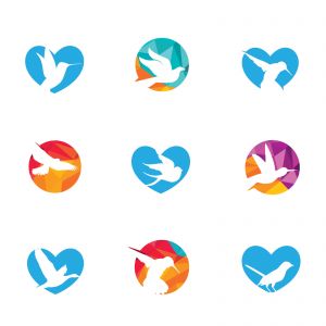colorful birds illustration, hummingbird, flying duck vector logo design	