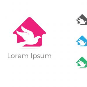 colorful bird vector logo design, house, nature, peace illustratio