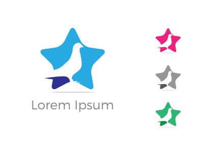 colorful pigeon vector logo design, heart, peace, friendly illustration	