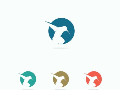 colored vector logo design, flying duck, sparrow, love, blue illustration