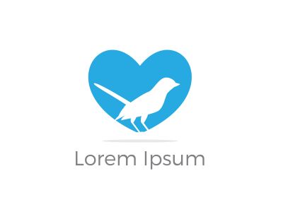 blue colored vector logo design, flying duck, sparrow, love, blue illustration	